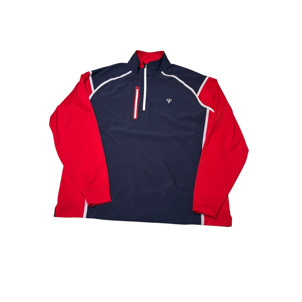 FootJoy x CCF Mens Navy Red Colorblock Quarter Zip Golf Pullover Jacket Large